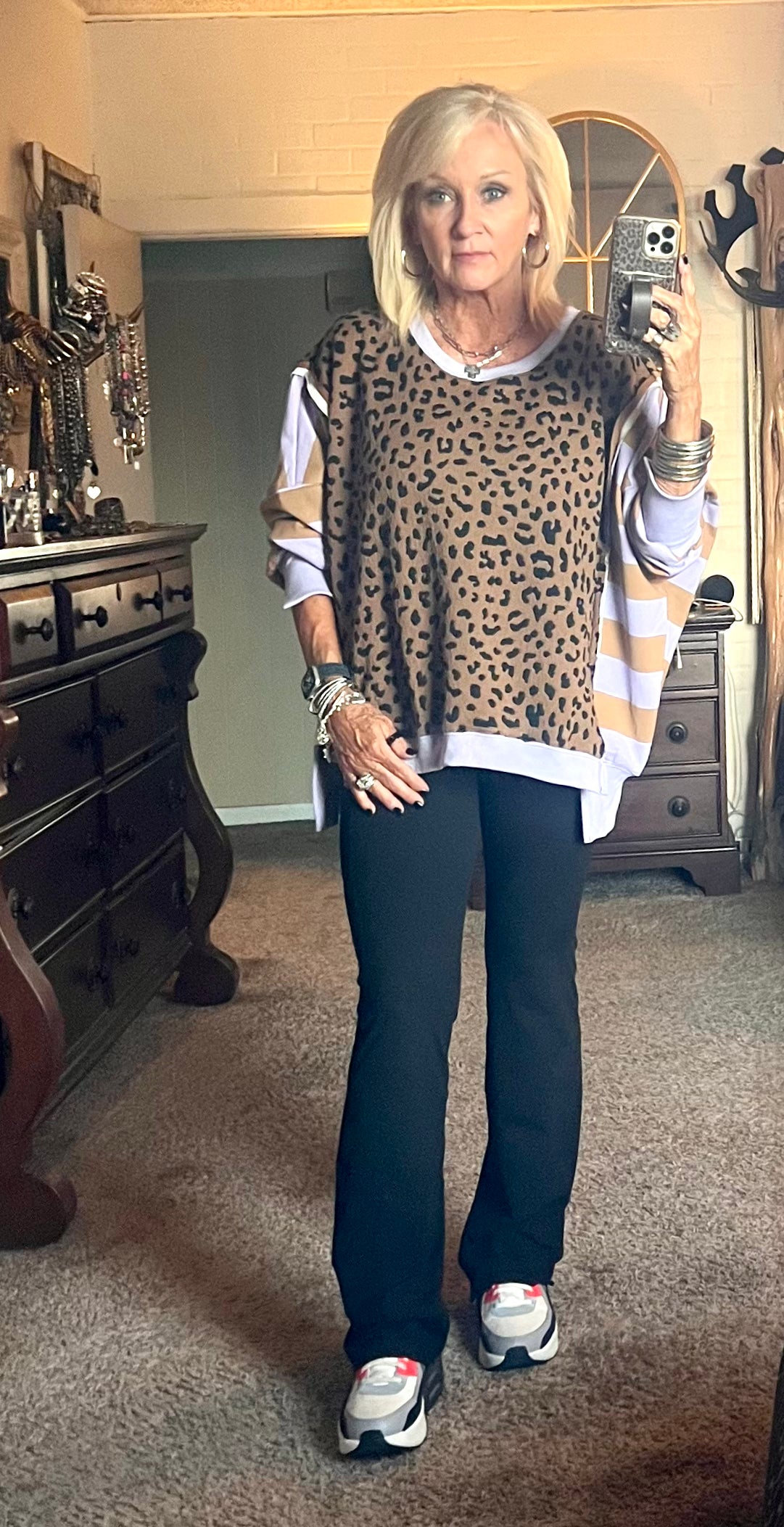 Leopard and striped top