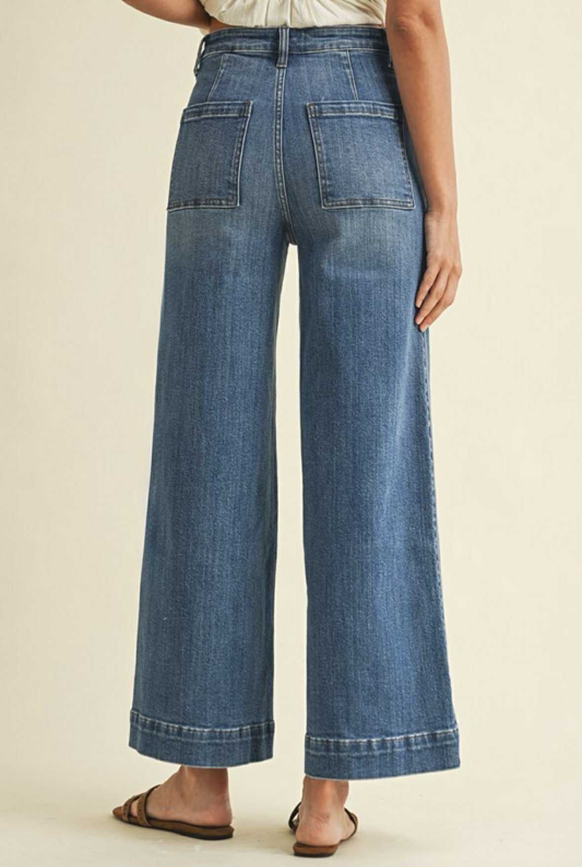 High rise pin tuck detail jean