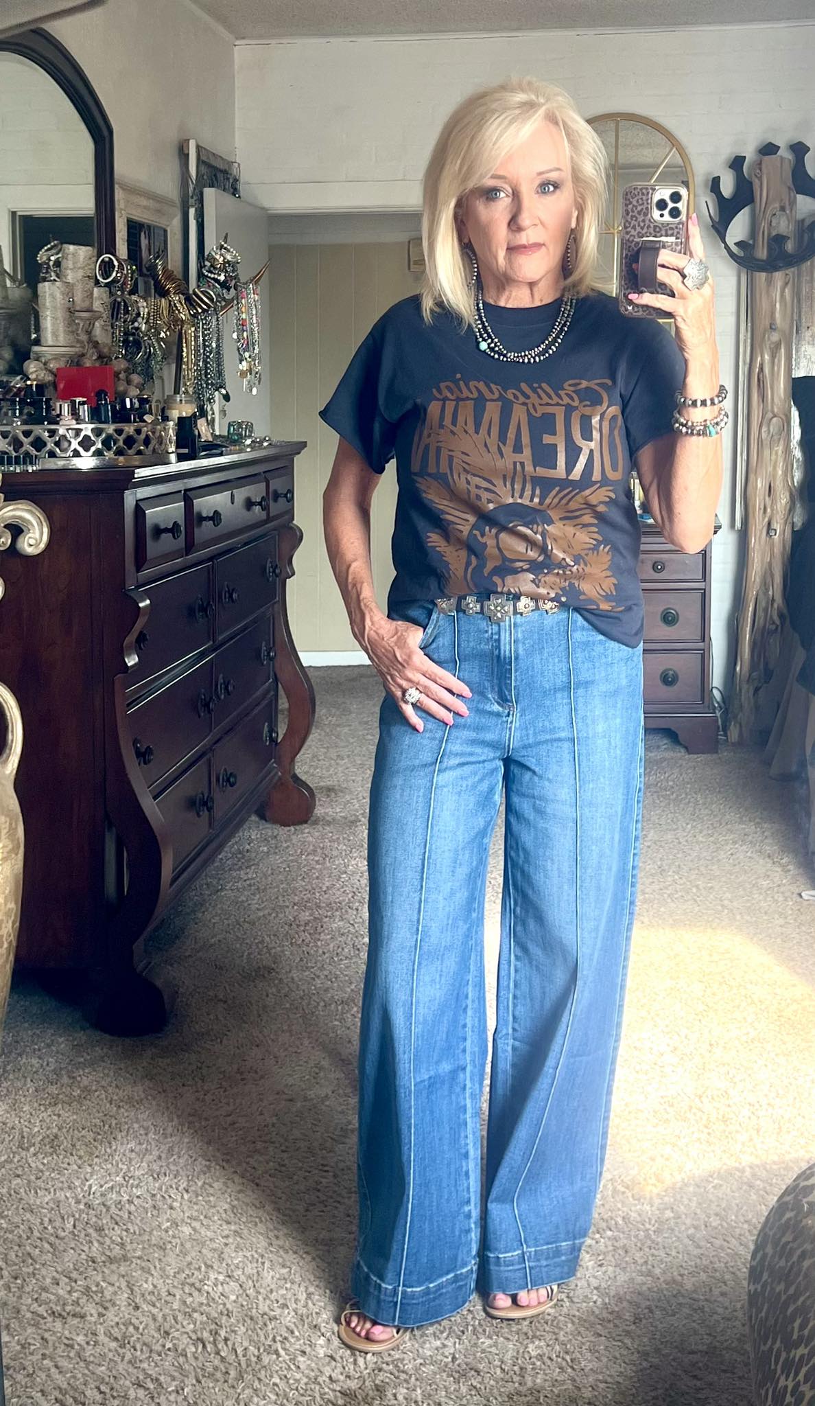 High rise pin tuck detail jean