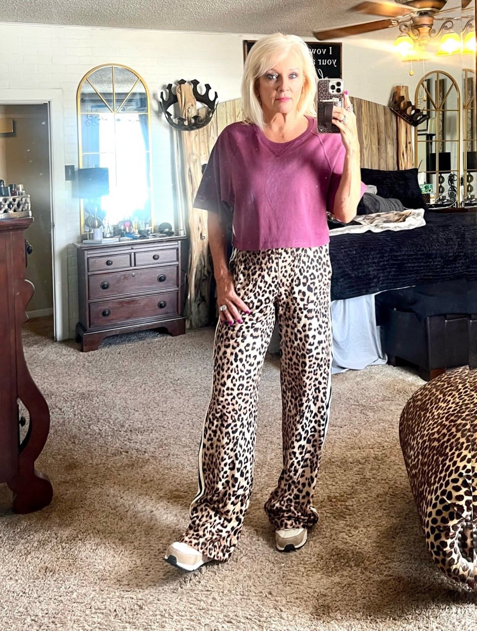 Cheetah track pants
