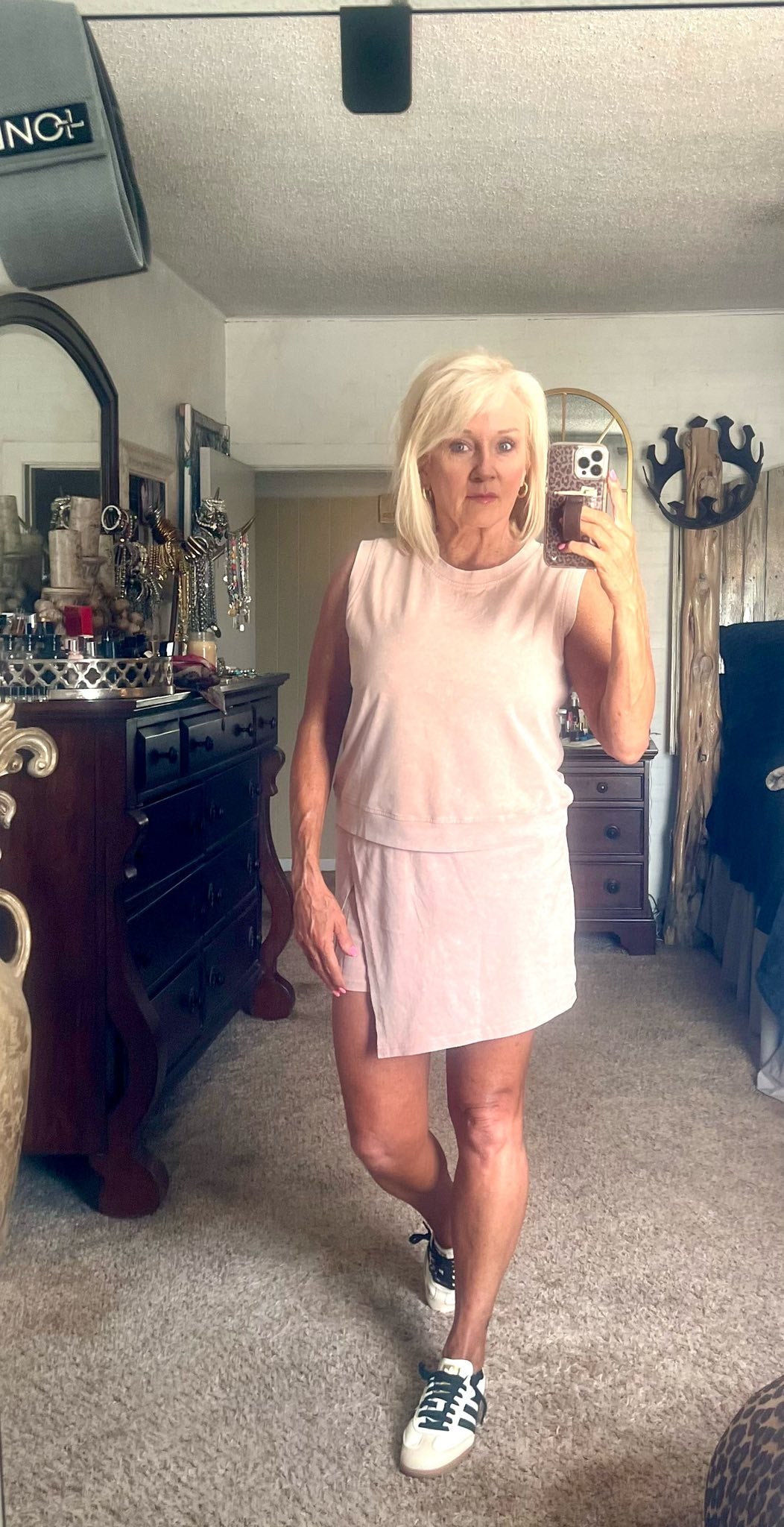 Side slit skort set