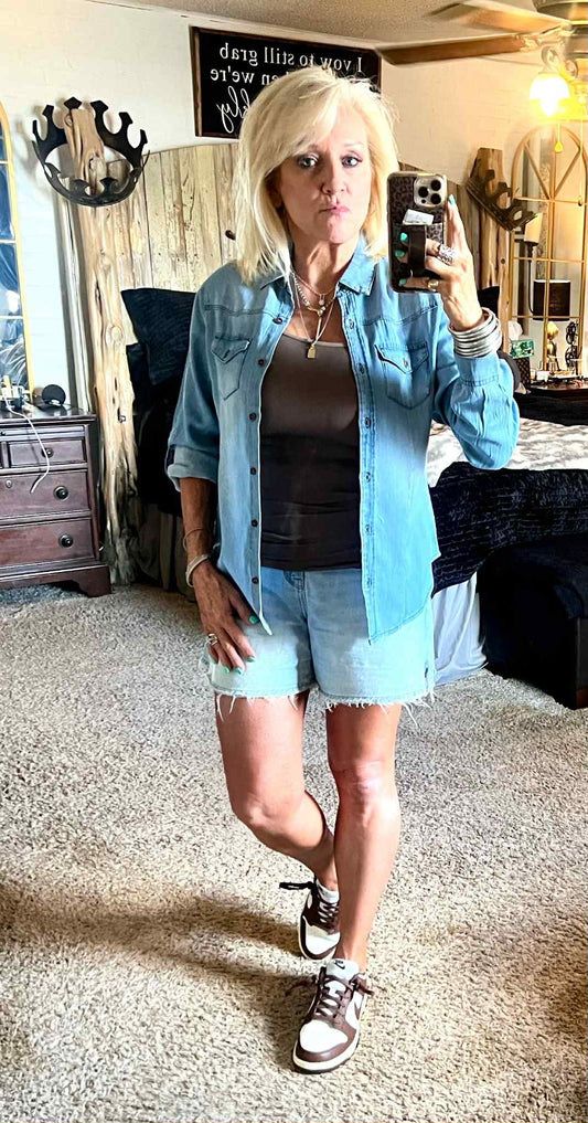 Light denim chambray shirt