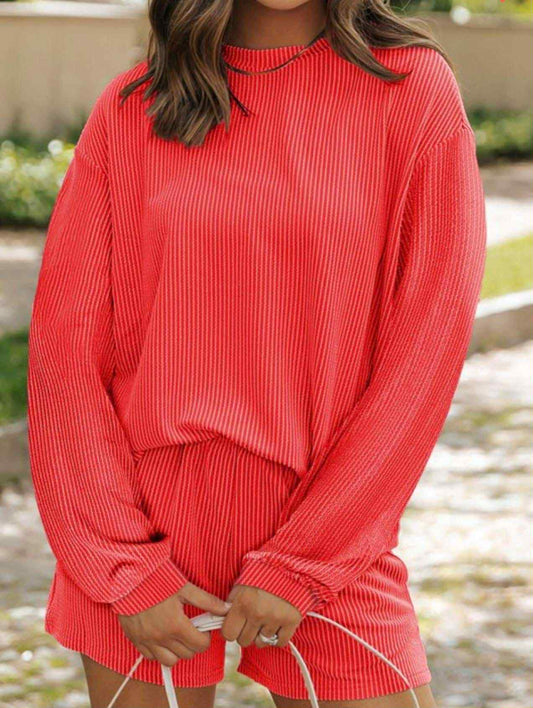Short set in hot red/coral