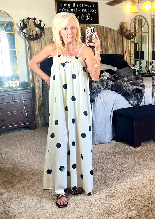 Ivory polka dot dress
