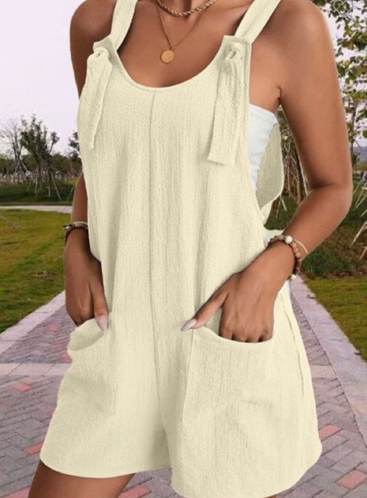 Sleeveless romper in ivory