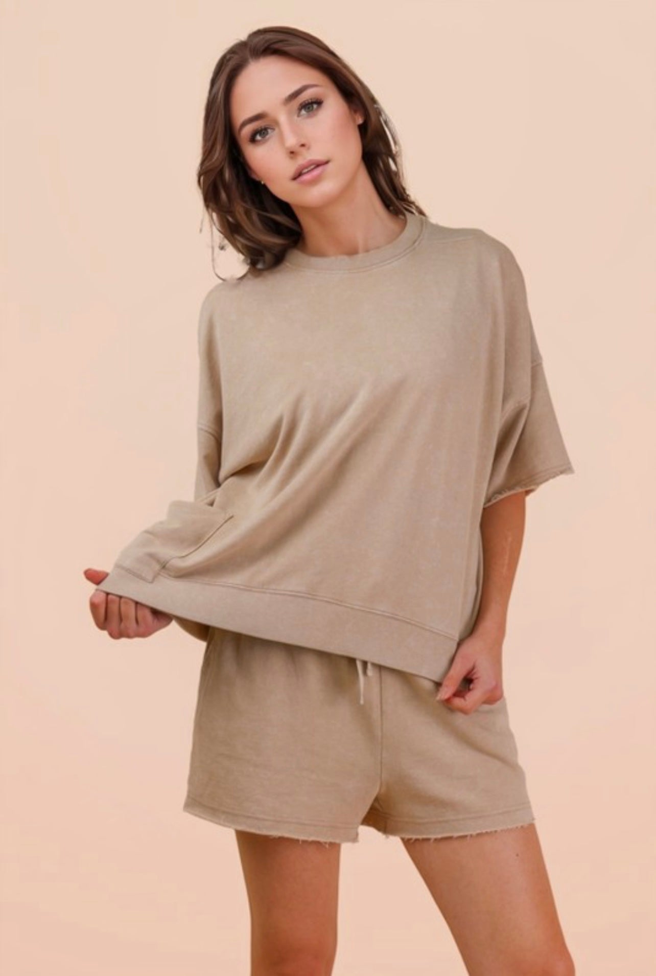Beige short set