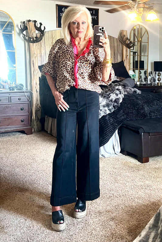 Leopard and striped top