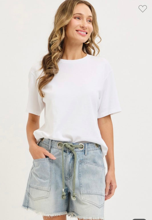 Denim shorts with rope belt