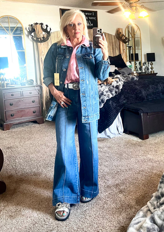 Long denim jacket