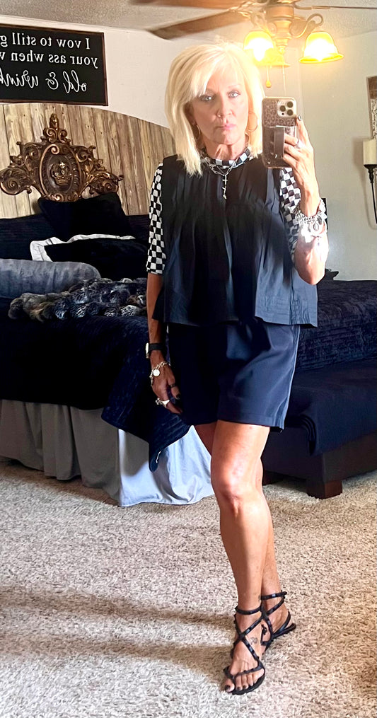 Black sleeveless top