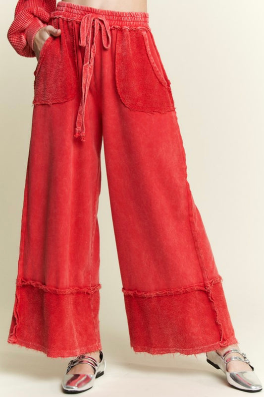 Mineral washed wide leg pant