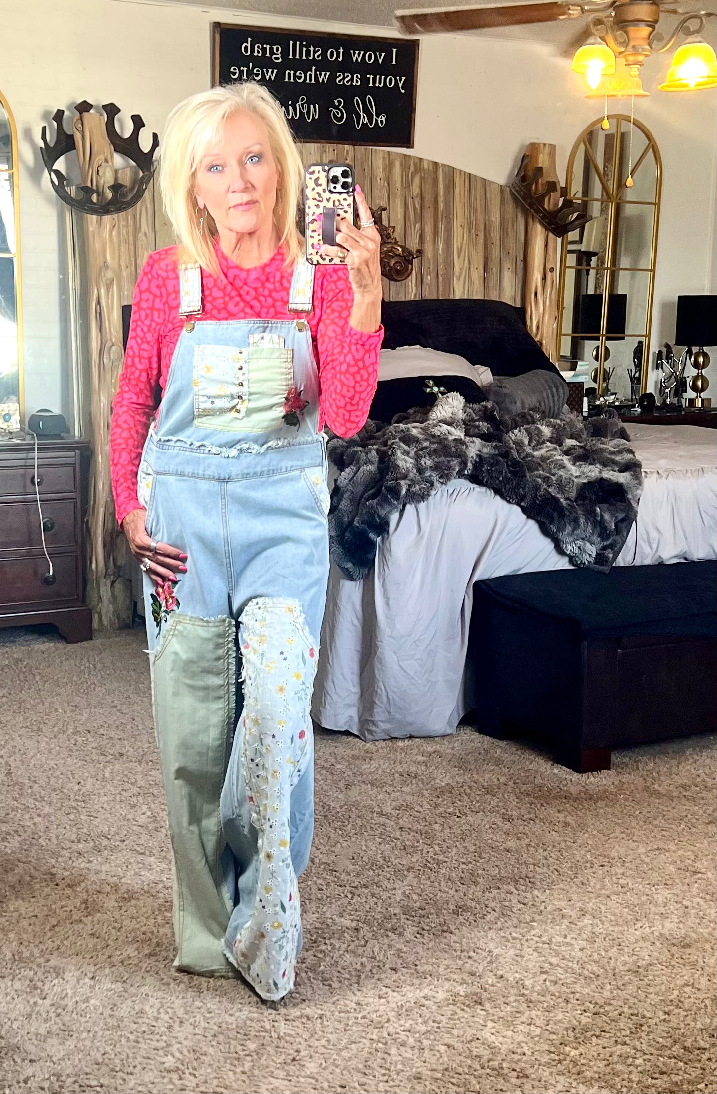 Pink cheetah sheer top