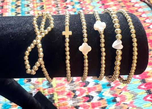 Gold bow stretch bracelet