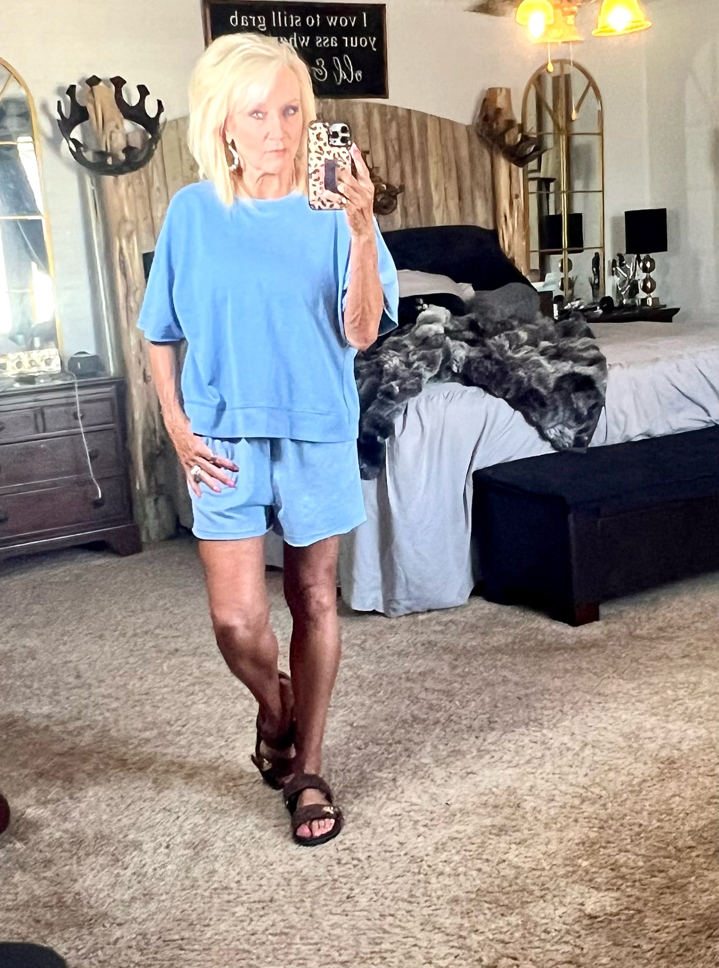 Sky blue short set