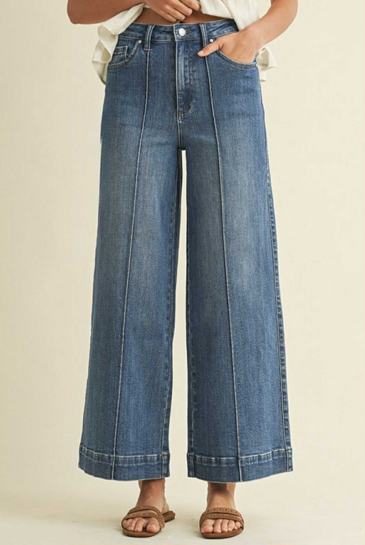 High rise pin tuck detail jean