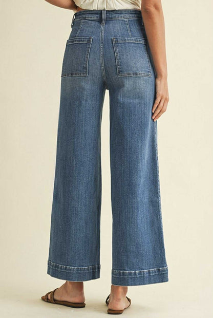 High rise pin tuck detail jean