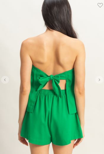 Back tie short set