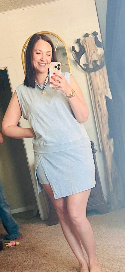 Side slit skort set