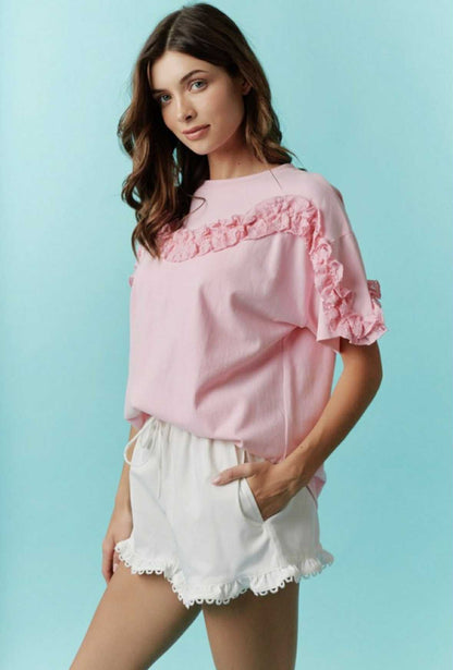 Pink ruffle tee