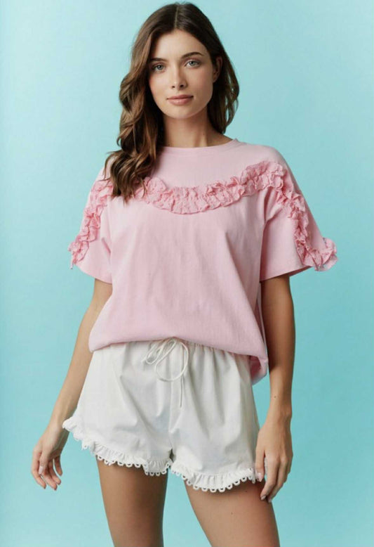 Pink ruffle tee