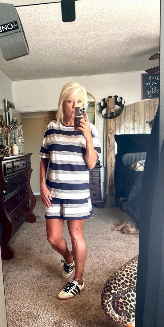 Stripe shorts set